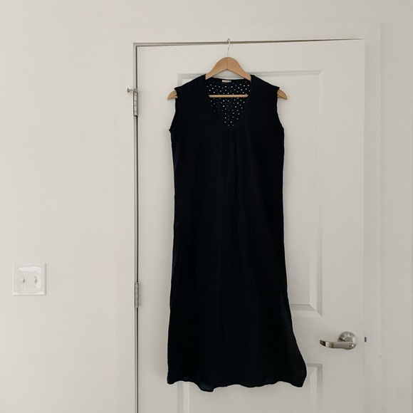 Matta NY Cotton Silk Eyelet Midi Dress Minimalist Neutral - Picture 1 of 7